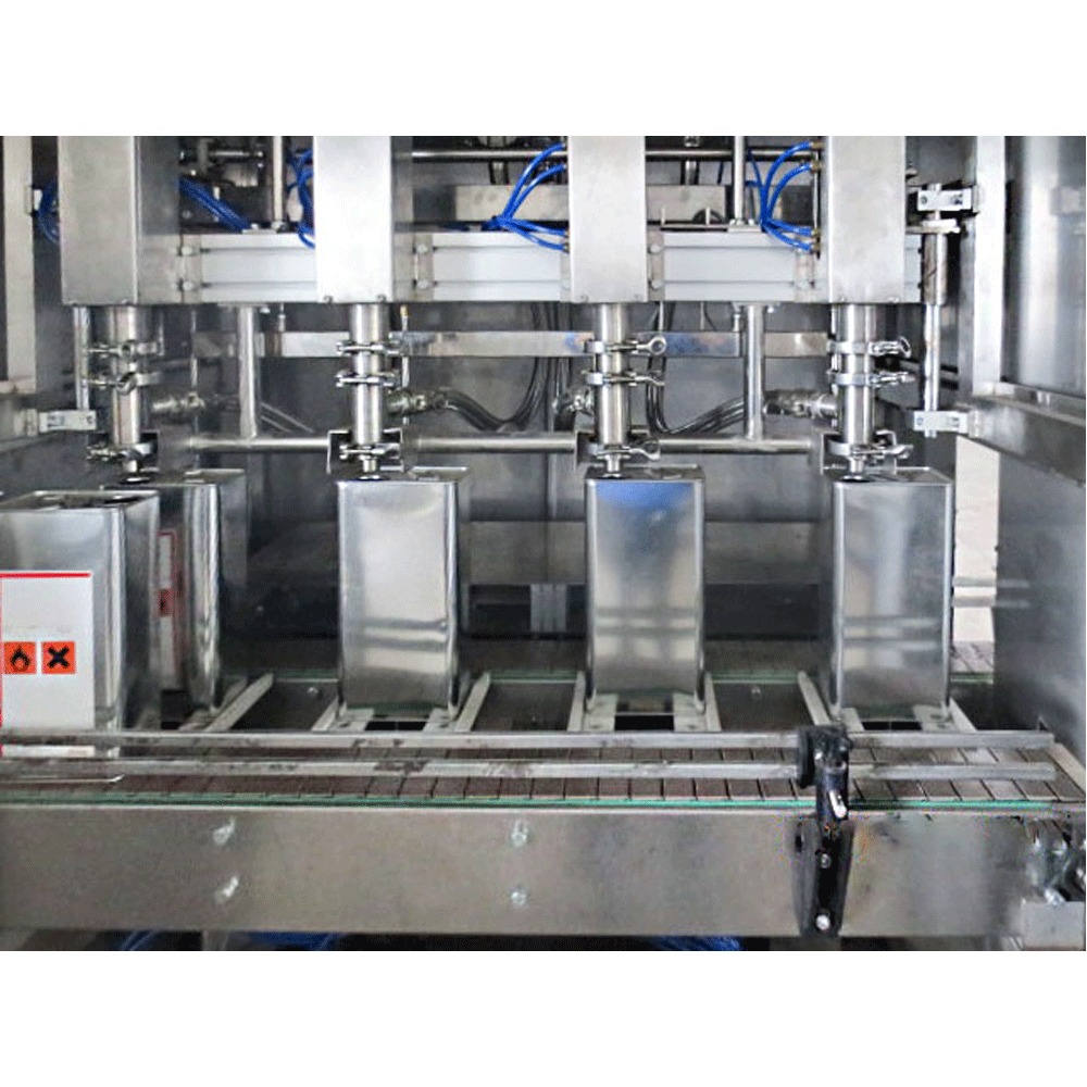 1-4L Fully Automatic Electric Tin Can Filling Casing Palletizing Wrapping Line for Chemical Liquid Gear Motor Engine PLC Core